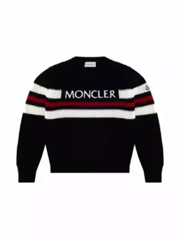 Вязаный джемпер с логотипом Moncler, тёмно-синий