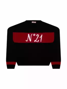 Вязаный джемпер с логотипом N°21, черный