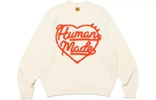Вязаный джемпер с логотипом в форме сердца HUMAN MADE, белый