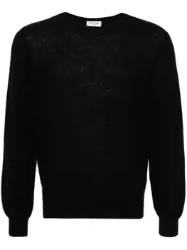 Вязаный джемпер с начесом Saint Laurent, черный