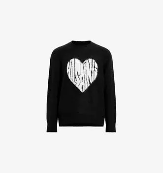 Вязаный джемпер с надписью «Saints» в виде сердца и логотипа Allsaints, черный
