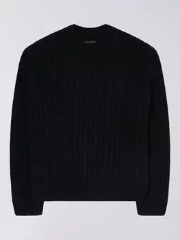 Вязаный джемпер с перекрученным пуловером и круглым вырезом Edwin, черный