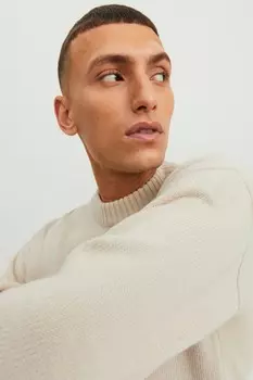 Вязаный джемпер с ребристым воротником Jack & Jones, серый