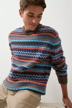 Вязаный джемпер с узором Фэйрайл Next, серый