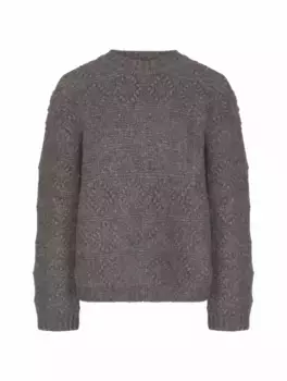 Вязаный джемпер с узором Ganni, серый