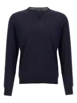 Вязаный джемпер с V-образным вырезом Barba, синий