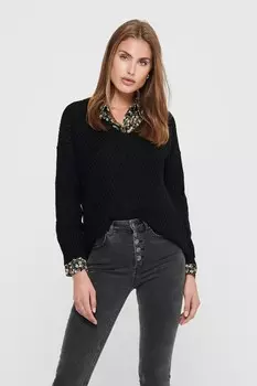 Вязаный джемпер с V образным вырезом Jdy, черный