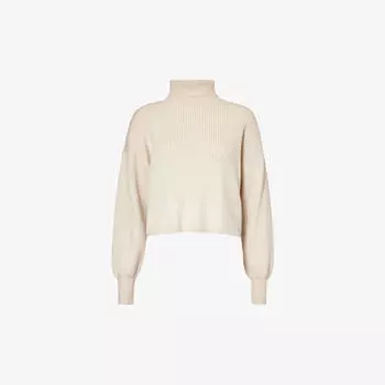 Вязаный джемпер с воротником-стойкой Good American, цвет oatmeal heather