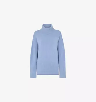 Вязаный джемпер с воротником-стойкой из смеси шерсти Whistles, синий