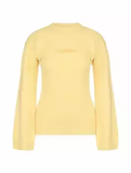 Вязаный джемпер с вырезом Erika Cavallini, жёлтый