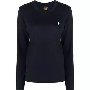 Вязаный джемпер с вышитым логотипом Polo Ralph Lauren, черный