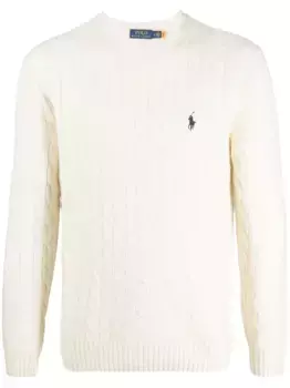 Вязаный джемпер с вышитым логотипом POLO RALPH LAUREN, нейтральный