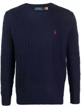 Вязаный джемпер с вышитым логотипом POLO RALPH LAUREN, синий