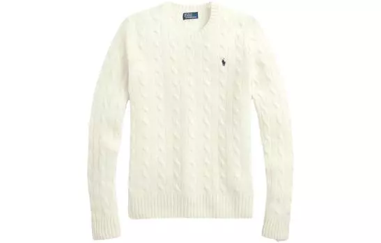 Вязаный джемпер с вышитым узором «Пони» Polo Ralph Lauren, Ecru