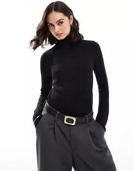 Вязаный джемпер с высоким воротом черного цвета Vero Moda