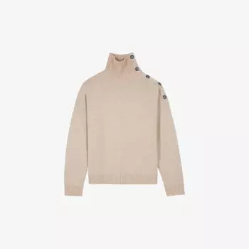 Вязаный джемпер с высоким воротом из смеси шерсти The Kooples, коричневый