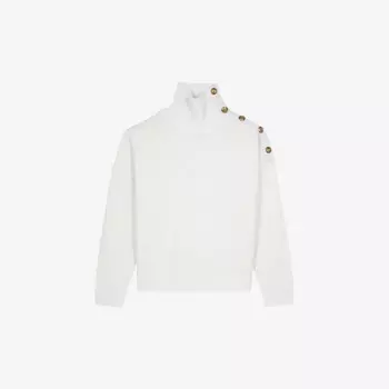 Вязаный джемпер с высоким воротом из смеси шерсти The Kooples, экрю