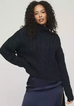 Вязаный джемпер Superdry "VINTAGE HIGH NECK CABLE KNIT", цвет Eclipse Navy