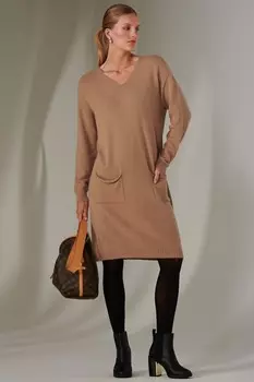 Вязаный джемпер свободного покроя Jolie Moi, коричневый