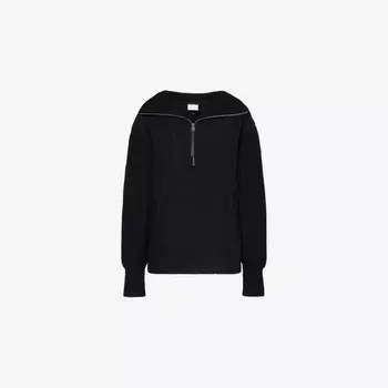 Вязаный джемпер Theresa с ребристым воротником и флисом Varley, черный