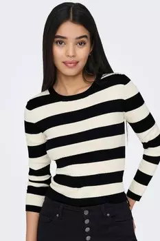 Вязаный джемпер в полоску с длинными рукавами Jdy, черный