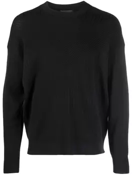 Вязаный джемпер в рубчик Emporio Armani, синий