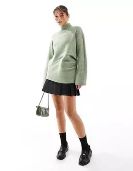 Вязаный джемпер в сборку фисташкового цвета ASOS DESIGN