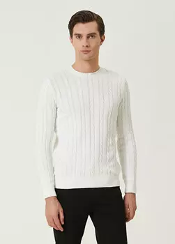 Вязаный фактурный свитер Beymen Club, белый
