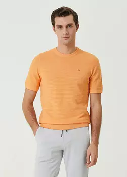 Вязаный фактурный свитер с короткими рукавами Beymen Club, оранжевый
