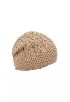 Вязаный головной носок тонким узором «косы» 19184-0 SEEBERGER, цвет Camel One Size