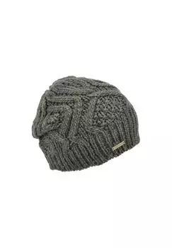 Вязаный головной убор с узором «косы» 19175-0 SEEBERGER, цвет Oliv One Size