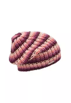 Вязаный головной убор в полоску 19190-0 SEEBERGER, цвет Lachs Burgund One Size