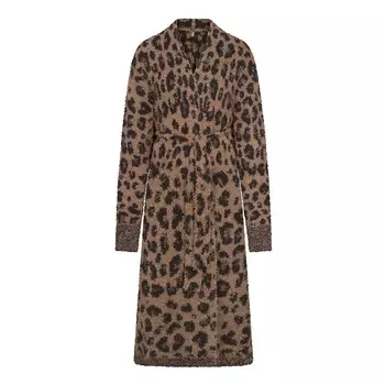 Вязаный халат унисекс SKIMS, цвет leopard print