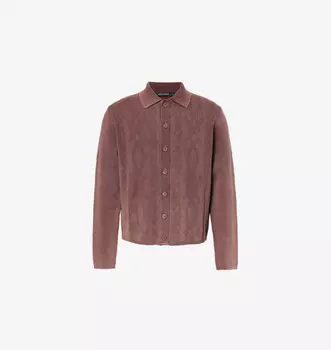 Вязаный хлопковый кардиган с отложным воротником Daily Paper, коричневый