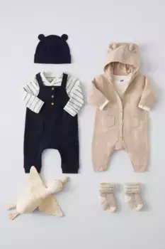 Вязаный хлопковый комбинезон H&M, бежевый