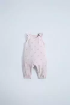 Вязаный хлопковый комбинезон с шелковыми сердечками ZARA, цвет Pink marl