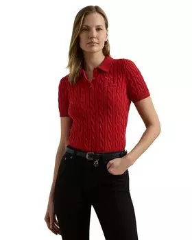 Вязаный хлопковый поло-свитер Ralph Lauren, красный