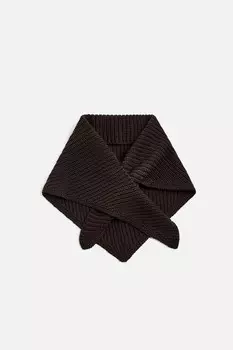 Вязаный хлопковый шарф ZARA, шоколад