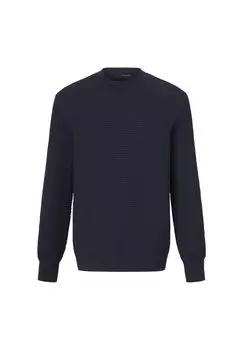 Вязаный хлопковый свитер с круглым вырезом PADDOCK'S, темно-синий