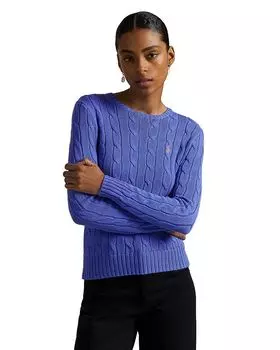 Вязаный хлопковый свитер с круглым вырезом Ralph Lauren, синий