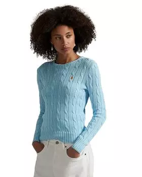 Вязаный хлопковый свитер с круглым вырезом Ralph Lauren, синий