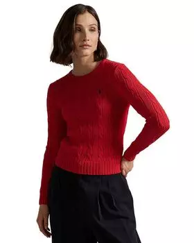 Вязаный хлопковый свитер с круглым вырезом Ralph Lauren, красный