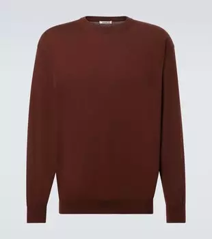 Вязаный хлопковый свитшот Auralee, коричневый