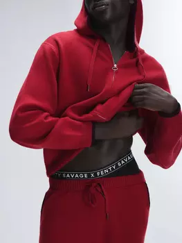 Вязаный худи Savage X Fenty Lit Leisure Zip-Up, цвет Red Cognac