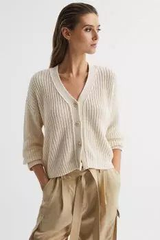 Вязаный кардиган Adeena из смеси хлопка и льна Reiss