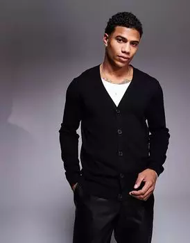 Вязаный кардиган ASOS DESIGN черного цвета (часть комплекта)