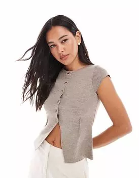Вязаный кардиган ASOS DESIGN с рукавами-крылышками цвета мокко