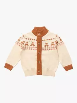 Вязаный кардиган Baby From One To Other Fair Isle Penguin Little Green Radicals, натуральный/мульти