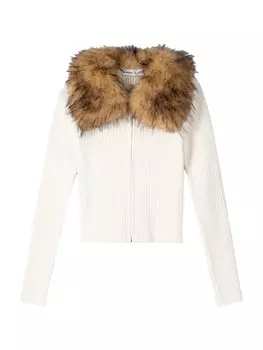 Вязаный кардиган Bershka, экрю