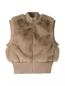 Вязаный кардиган Bershka Knitted Vest, темно-бежевый
